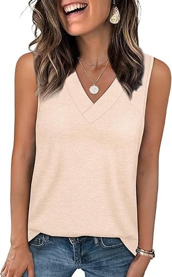 🎁Summer Promotion 50% OFF✨Women's Sleeveless V-Neck Slimming Loose Fit Casual Tank Top