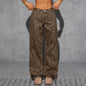 Women's Leopard Print High-Waist Wide-Leg Jeans